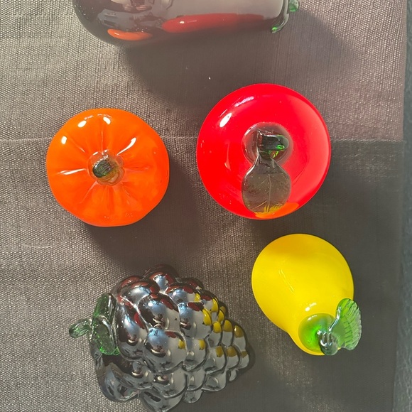 Lot of 5 Vintage Hand Blown Art Glass Fruit Kitchen Decor Murano Style - Picture 2 of 5